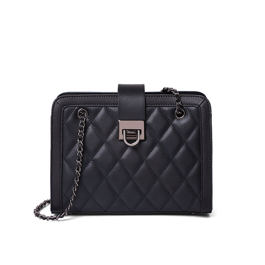 Bolso Bandolera Cuadrado Pequeño de Cuero Genuino con Cadena - Image 2