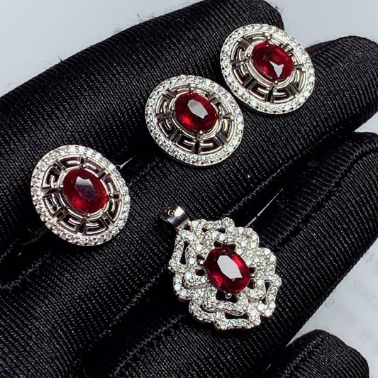 Conjunto de Plata 925 con Rubí Incrustado - Image 2