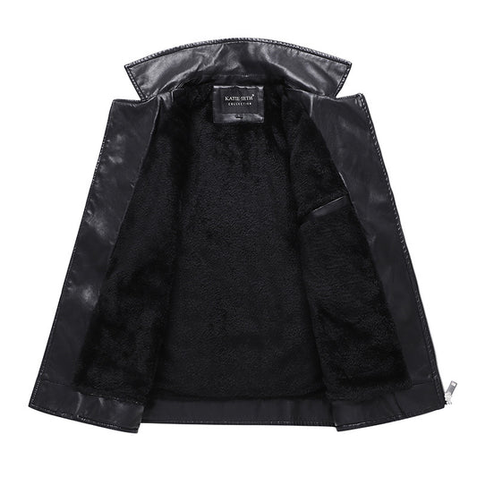 Chaqueta de Cuero para Hombre con Solapa Térmica de Forro Polar - Image 2