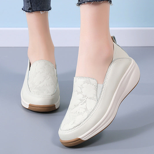 Tenis Blancos Mujer con Suela Gruesa y Cierre Slip-On - Image 2