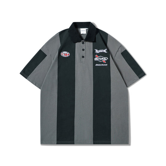 Camisa Vintage con Cuello Contrastado de Manga Corta Unisex - Image 2