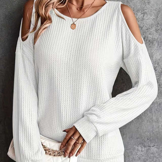 Blusa Manga Larga Hombros Descubiertos con Botones en la Espalda para Mujer - Image 2