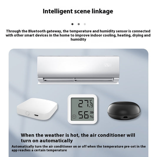 White mini Bluetooth temperature and humidity sensor with LCD display showing 27.9°C and 56% humidity. - Image 2