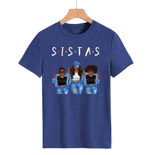 Playera Denim Sistas Three con Estampado Girly de Manga Corta - Image 2