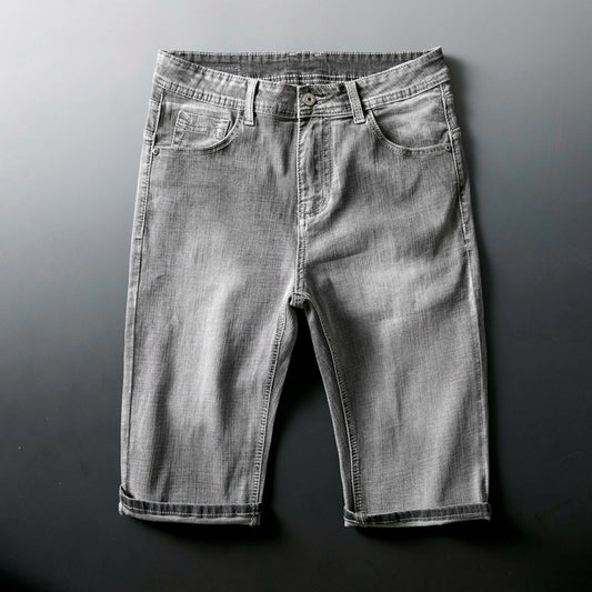 Pantalones Cortos de Mezclilla Azul Claro Elásticos para Hombre - Comodidad Veraniega - Image 2