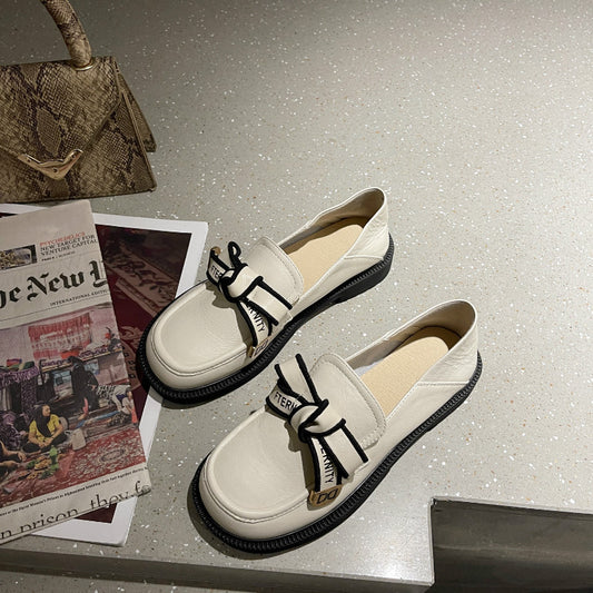 Zapatos Planos de Cuero con Punta Redonda - Estilo Casual Coreano para Mujer - Image 2