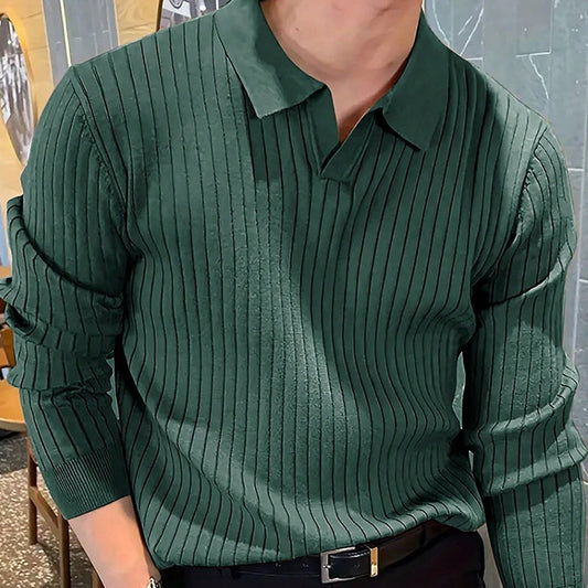 Polo Texturizado Slim Fit de Manga Larga para Hombre - Cómodo y Elegante - Image 2