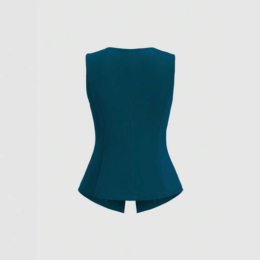 Chaleco Elegante Sin Mangas Cuello Redondo Ajustado a la Cintura - Image 2