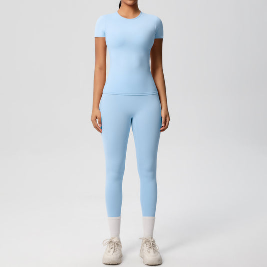 Conjunto Deportivo Mujer: Playera y Pantalón Yoga Cintura Alta - Image 2