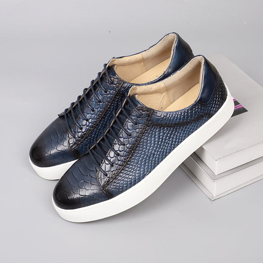 Zapatos Casuales de Cuero con Cordones y Textura Grabada para Hombre - Image 2