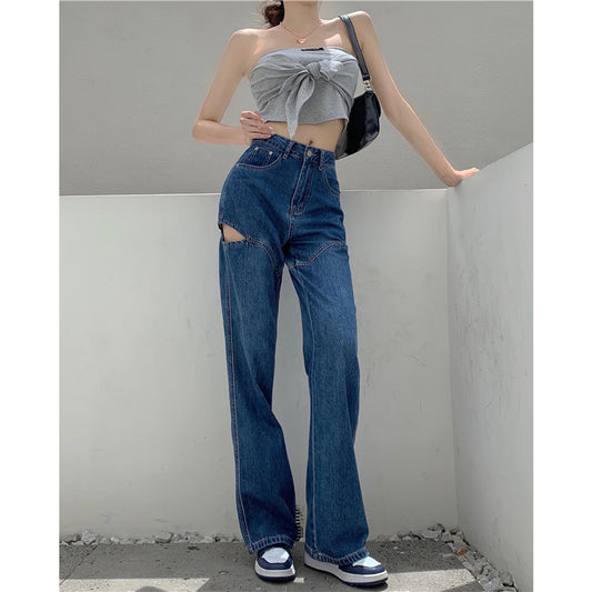 Jeans Verticales de Cintura Alta Suelta y Slim para Mujer - Image 2