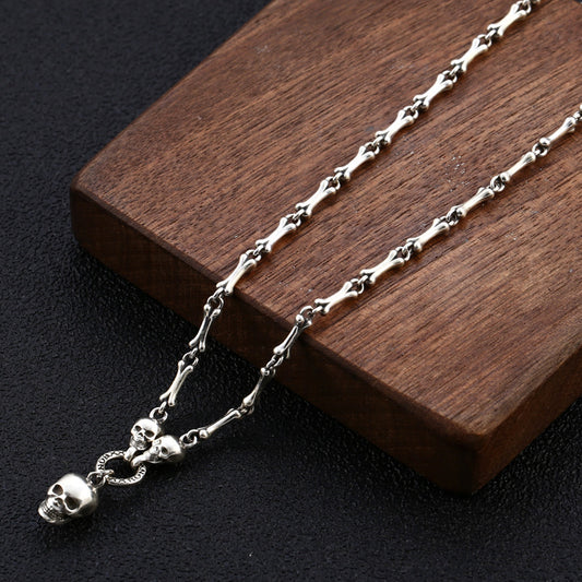 Collar de Plata Esterlina con Calaveras de Personalidad Masculina y Femenina - Image 2