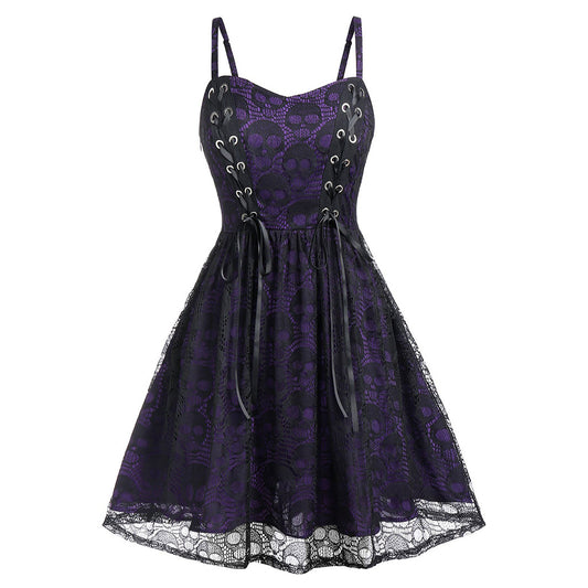 Vestido Suspender con Calavera y Cordones Sexy - Image 2