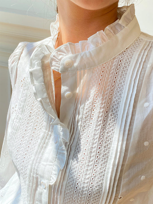 Blusa Francesa Clásica de Diseño para Mujer - Color Sólido - Image 2