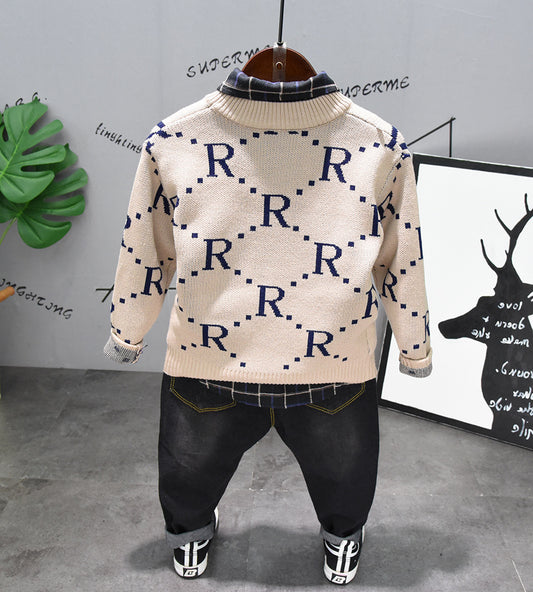 Conjunto Infantil de Suéter con Alfabeto, Camisa y Pantalón - Image 2