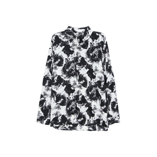 Camisa Suelta con Cuello Solapa y Estampado Tie-Dye en Tinta - Image 2