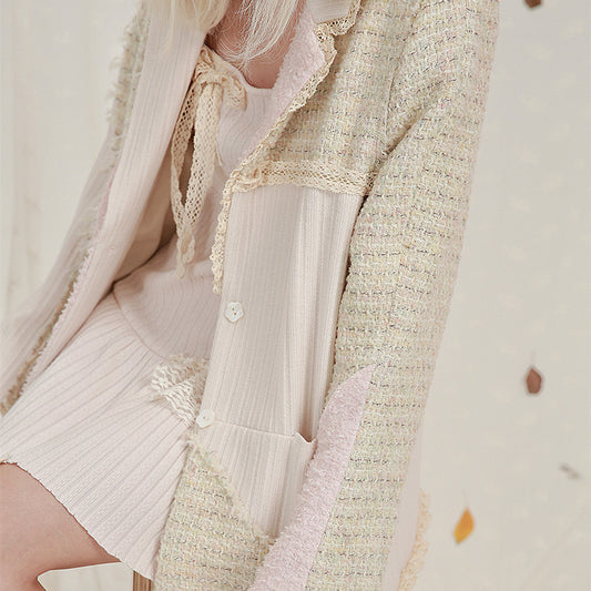 Blazer Oversized de Lana con Panel Tejido para Mujer - Image 2
