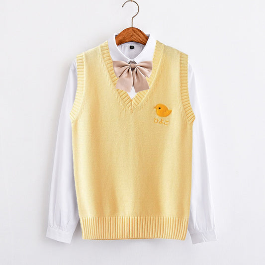 Chaleco Tejido Amarillo con Bordado de Pollito - Estilo Versátil para Niña - Image 2