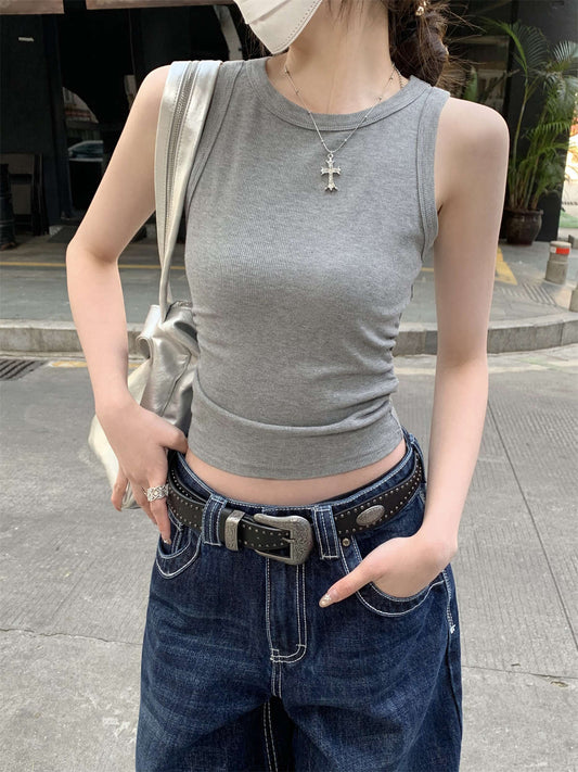 Chaleco Plisado Ajustado sin Mangas Estilo Hot Girl - Image 2