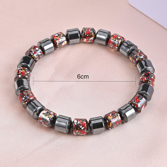 Pulsera Elástica de Piedra Negra Natural para Hombre - Image 2