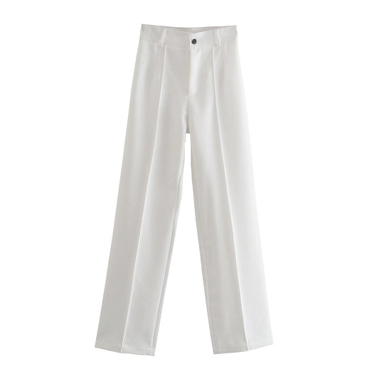 Pantalones Casuales de Cintura Alta Estilo Europeo - Corte Recto Clásico - Image 2