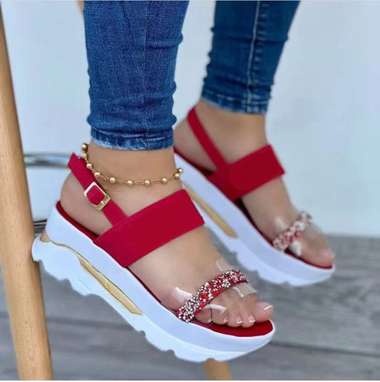 Sandalias Romanas con Suela Gruesa, Tiras Ajustables y Diseño Transparente - Image 2