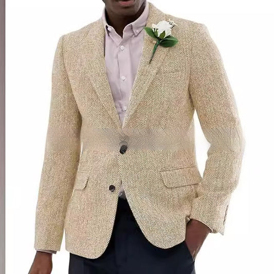 Blazer de Lana Espiga Marrón y Gris para Hombre - Image 2