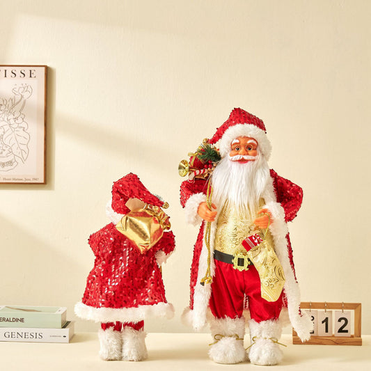 Muñeco Papá Noel con Lentes Lentejuelas Rojo Decorativo - Image 2
