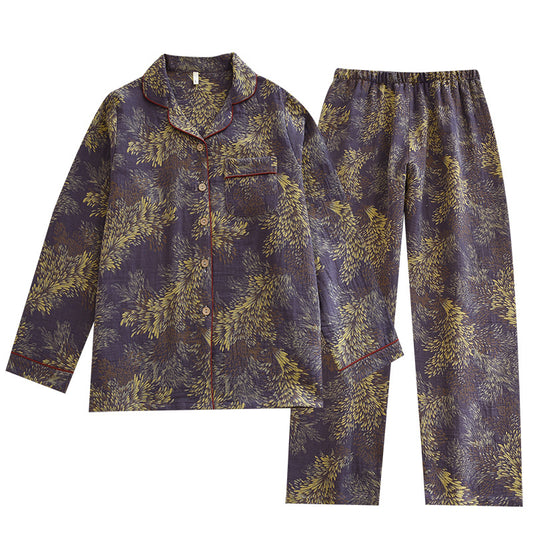 Pijama de Algodón Teñido Invierno para Parejas - Manga Larga Versátil - Image 2