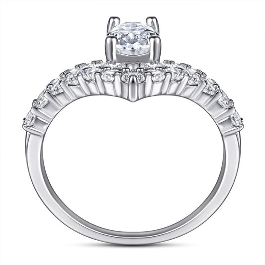 Anillo de Diamantes Doble Fila en V de Circón - Image 2