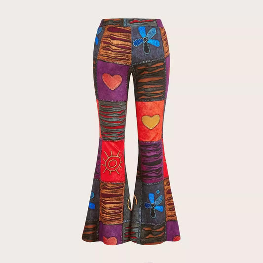 Pantalones Bootcut Ajustados con Estampado Abstracto Moderno - Image 2