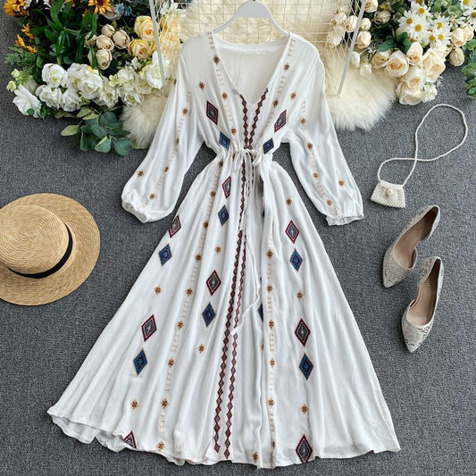 Vestido Largo de Mujer con Bordado Industrial y Cintura Ajustable - Image 2