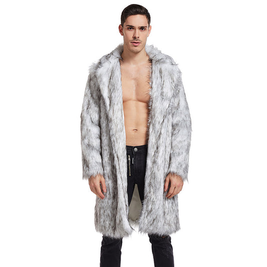 Abrigo Largo de Piel Sintética para Hombre - Estilo Europeo y Americano - Image 2