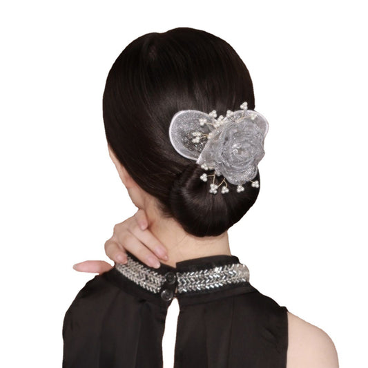 Peineta Elegante Cielo Estrellado con Flores - Moño Alto Exquisito Negro - Image 2