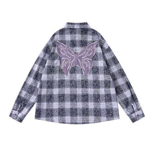 Camisa Cuadriculada Bordada de Manga Larga para Hombre Primavera Otoño - Image 2