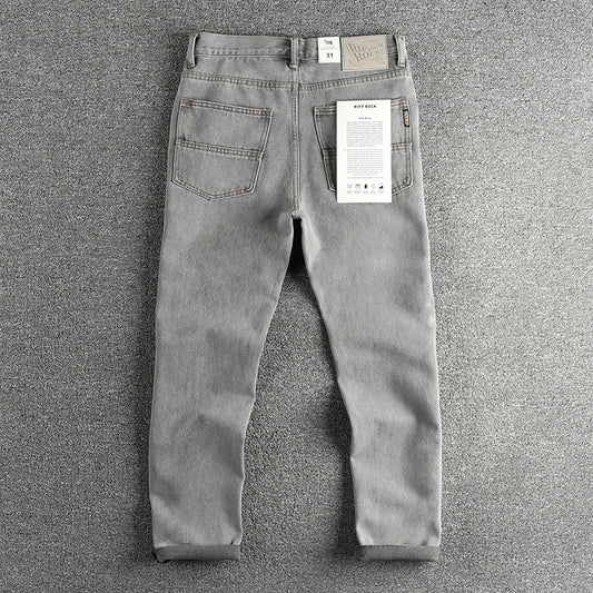 Jeans Gris Cemento Desgastado Estilo Retro para Hombre - Image 2
