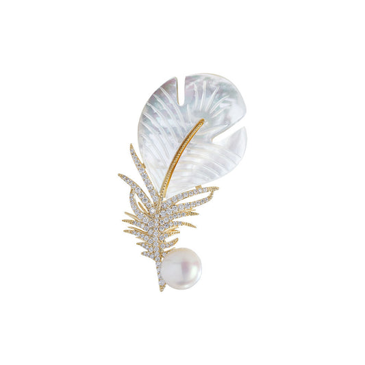 Broche de Perlas de Agua Dulce Naturales con Concha de Lujo - Image 2