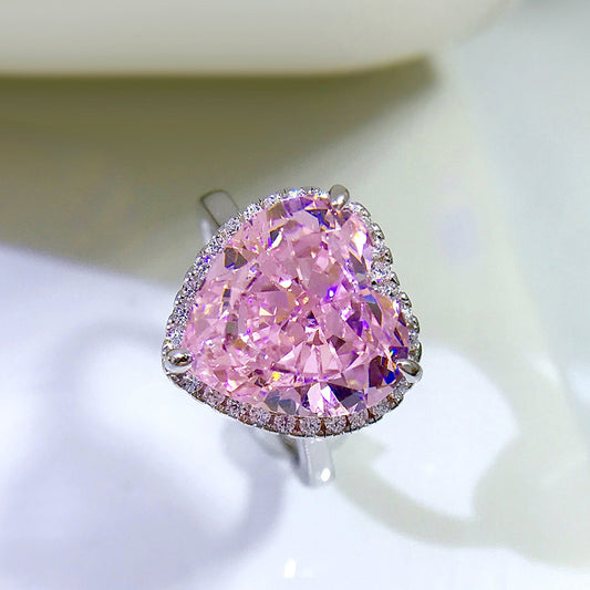 Anillo de Corazón en Plata Esterlina con Diamante de Alto Carbono Corte Hielo - Image 2