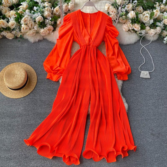 Vestido Retro Hada Cuello V Manga Abullonada Cintura Ajustada - Image 2
