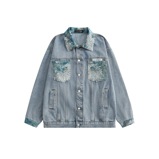 Chaqueta de Mezclilla Suelta Estampada para Parejas - Image 2