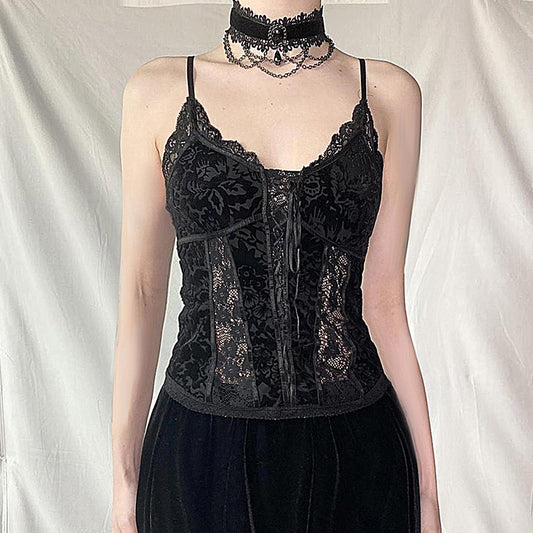 Camisola de Encaje Negra Estilo Vintage Corte - Image 2