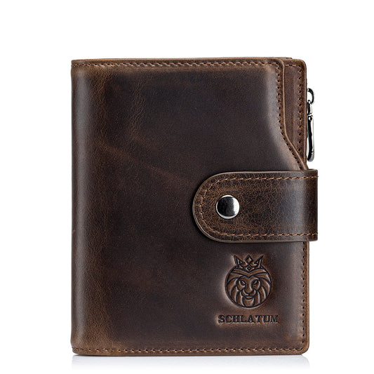Billetera Vertical Corta de Cuero Genuino con Protección RFID - Estilo Retro Europeo - Image 2