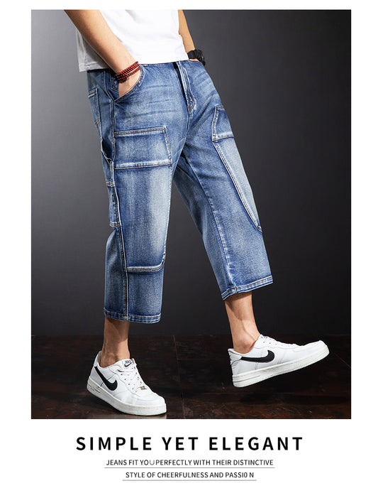 Pantalones Cortos Denim Holgados Hasta la Rodilla para Hombre Talla Mediana - Image 2