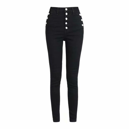 Pantalones Vaqueros Talle Alto con Botones y Tela Reforzada - Image 2