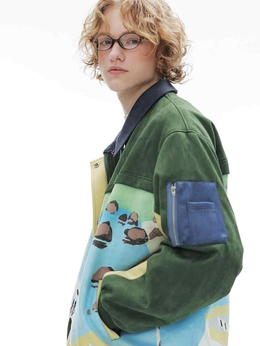 Chaqueta de Gamuza Estilo Retro Patchwork para Hombre - Image 2