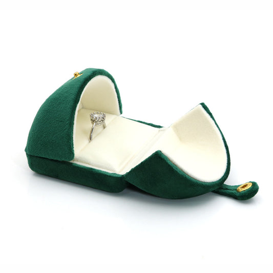Caja de Anillos Doble con Flanela Verde Oscuro Ultra Suave - Image 2