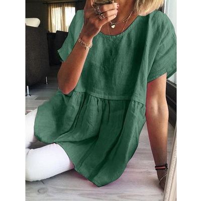 Vestido Casual Literario de Algodón y Lino - Corte Slim Elegante para Mujer - Image 2