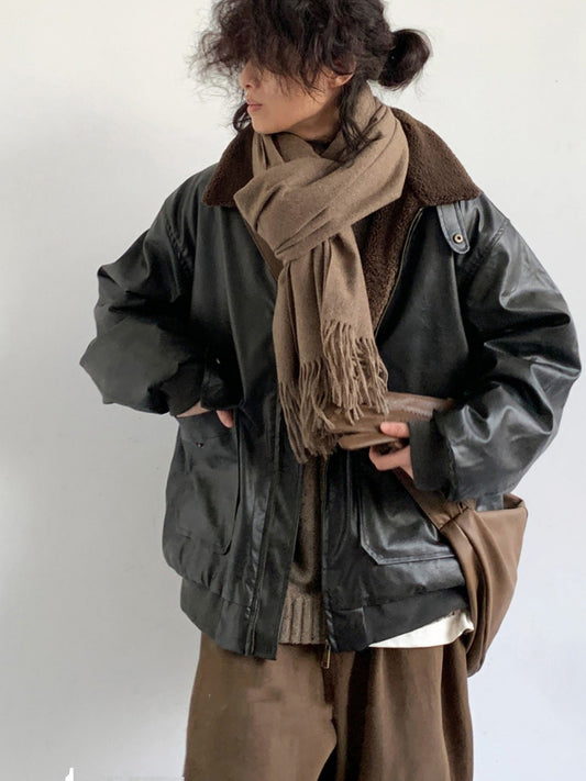 Chaqueta de Cuero Biker Suelta para Hombre - Abrigo de Piel de Cordero Premium - Image 2