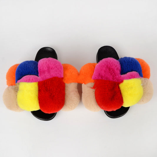 Pantuflas y Sandalias con Bola de Pelaje Sintético de Zorro - Image 2