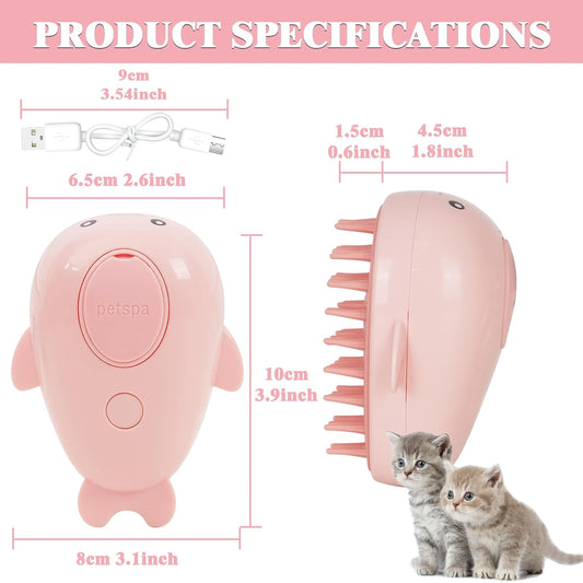 Cepillo de Vapor 3 en 1 para Gatos - Masajeador con Vapor Recargable y Limpieza Automática - Image 2